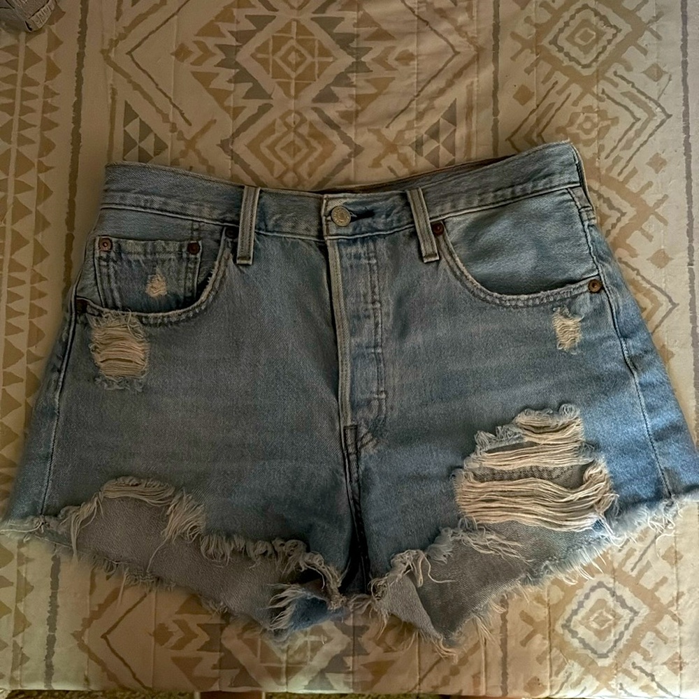 Signature by Levi Strauss Light Blue Distressed Jean Shorts